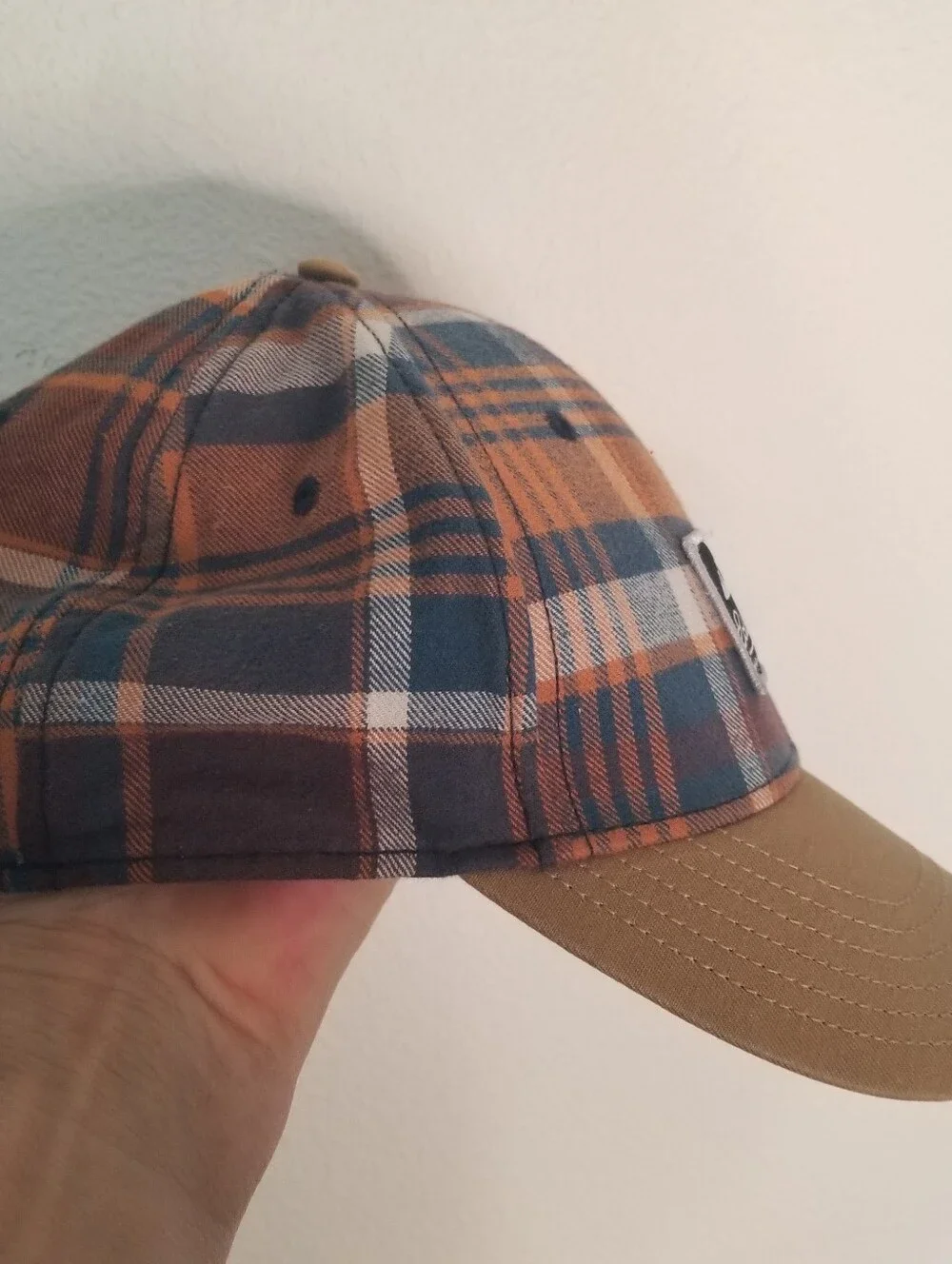 Eddie Bauer 100% Cotton Plaid Flannel Cap Hat Adjustable Strap For Size Blue Brn